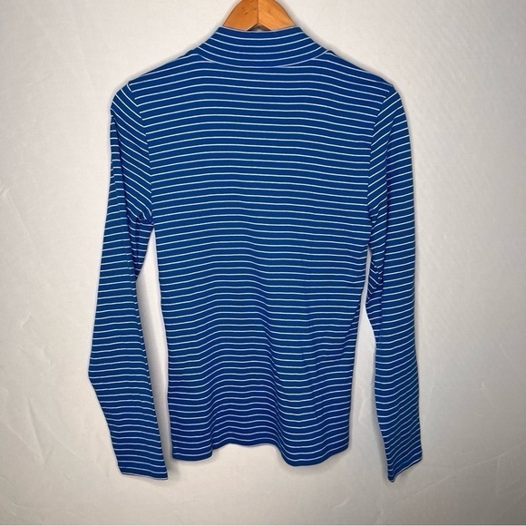 NWT! J. Crew Perfect-Fit Ribbed Striped Button Turtleneck. Size Medium. - Picture 3 of 13